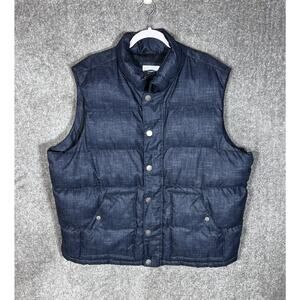 Old Navy‎ Puffer Vest Coat Mens Size XXL Heather Blue Pockets Snap Zip